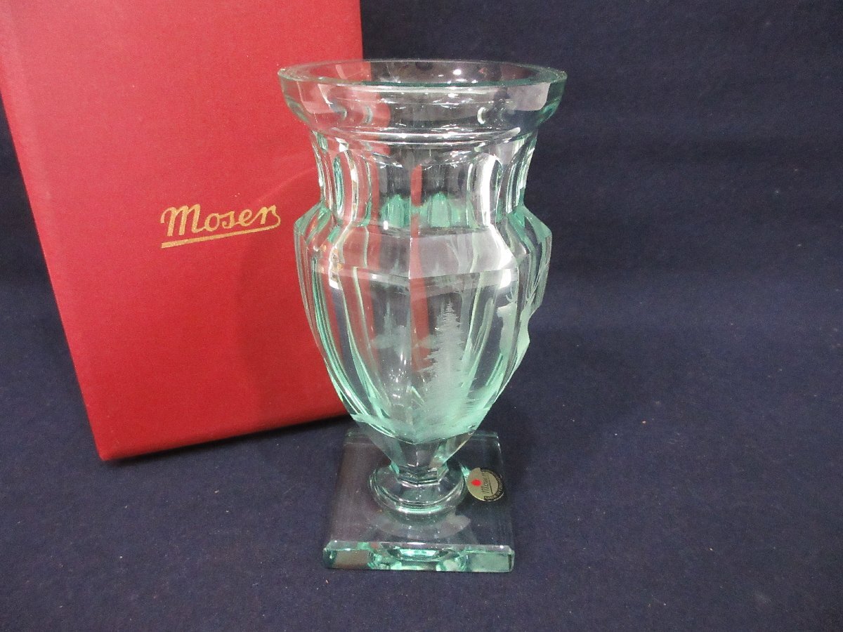 1 иен yo прекрасный товар Moser Mauser олень map скульптура с ножками ваза светло-зеленый незначительный зеленый с коробкой цветок основа crystal стекло ваза для цветов не пропускающее стекло прекрасный 
