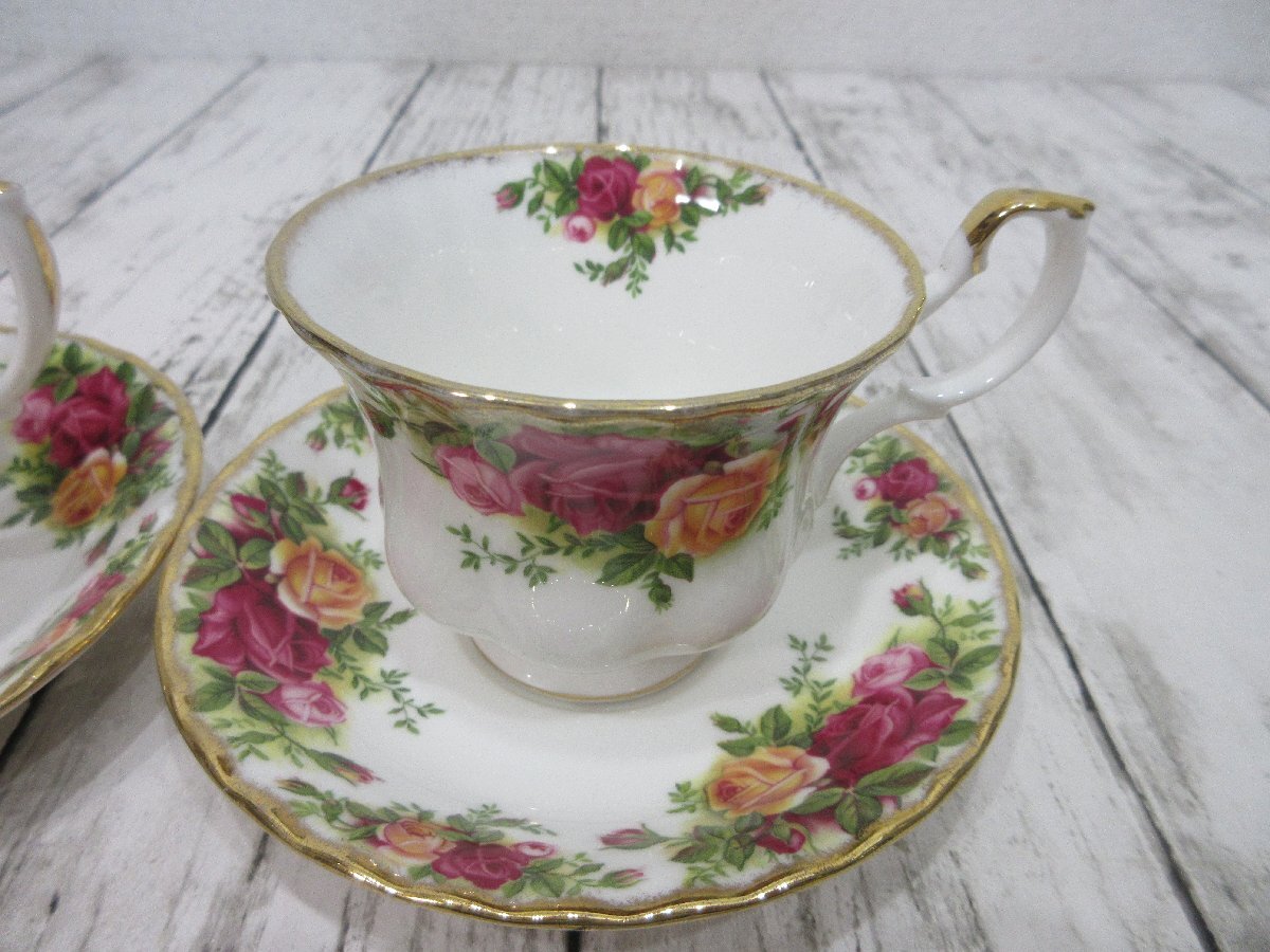 １円 ROYAL ALBERT ロイヤルアルバート カップ＆ソーサー 2客セット Old Country Rose オールドカントリーローズ 【星見】の画像3