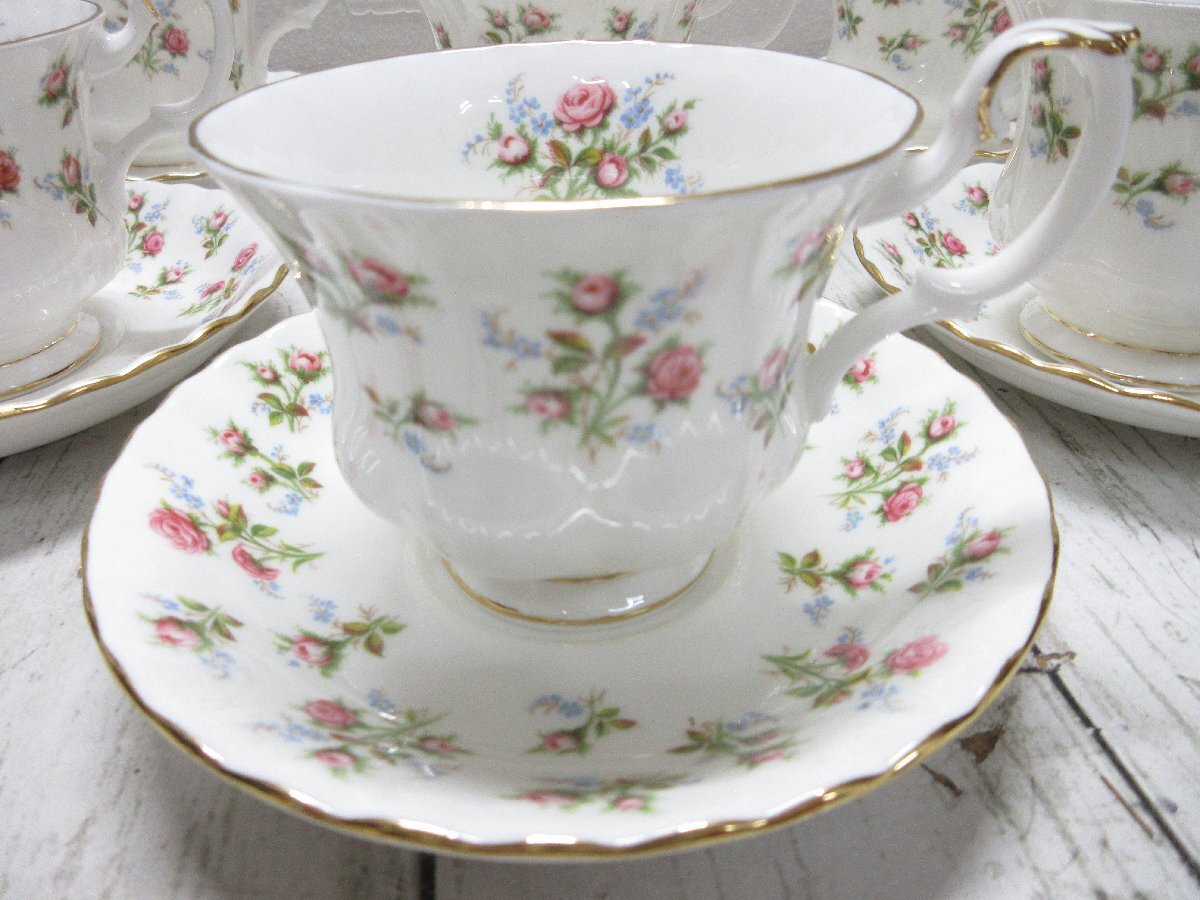 １円 保管品 ROYAL ALBERT Winsome ティーカップ ＆ ソーサー  ６客 ロイヤルアルバート ウィンサム/バラ/忘れな草 箱蓋無 【星見】の画像4