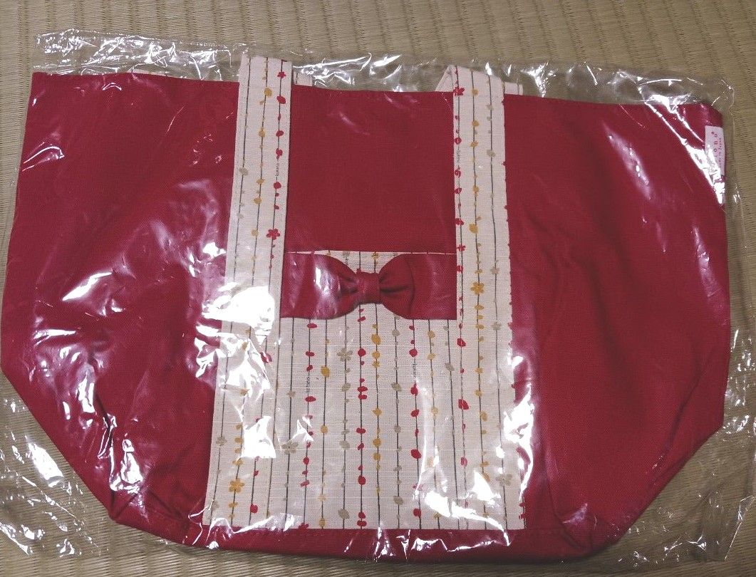 未使用 トートバッグ 赤 リボン バッグ kotono 日本製