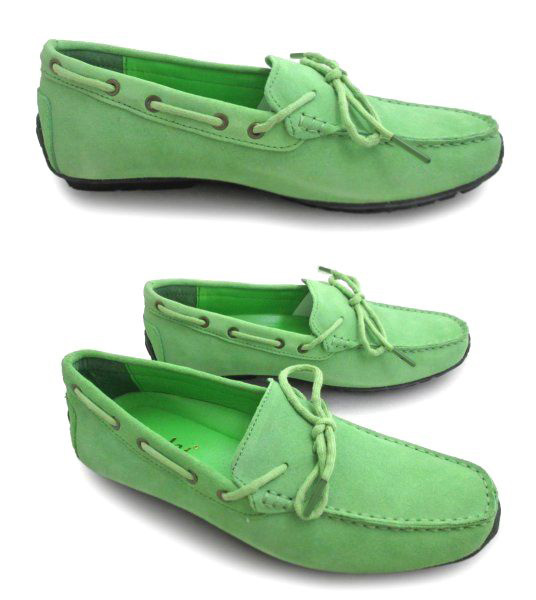 L087 new goods Dedes original leather suede / deck shoes 24.5.GREEN*