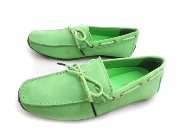 L085 new goods Dedes original leather suede / deck shoes 26.GREEN*