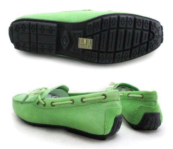 L087 new goods Dedes original leather suede / deck shoes 24.5.GREEN*