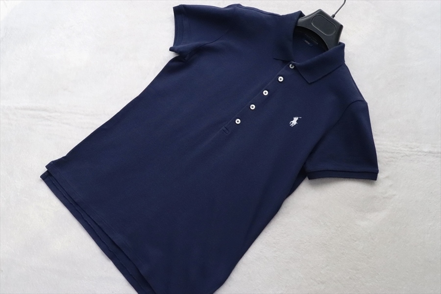 POLO RALPH LAUREN ラルフローレン 女性用 SLIM FIT ストレッチ 半袖ポロシャツ M 紺色 ラルフローレン（株）_画像1