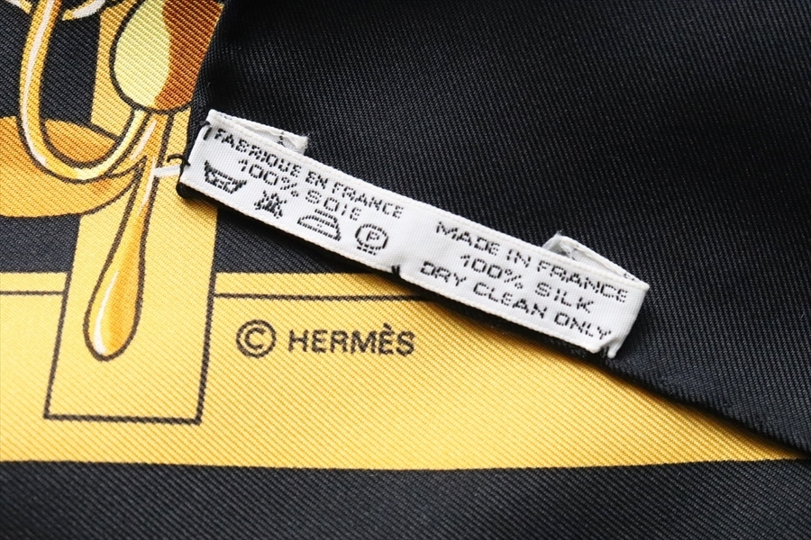 HERMES エルメス カレ90 MORS＆FILETS 馬具とビット 絹 シルク100％スカーフ 黒_画像6