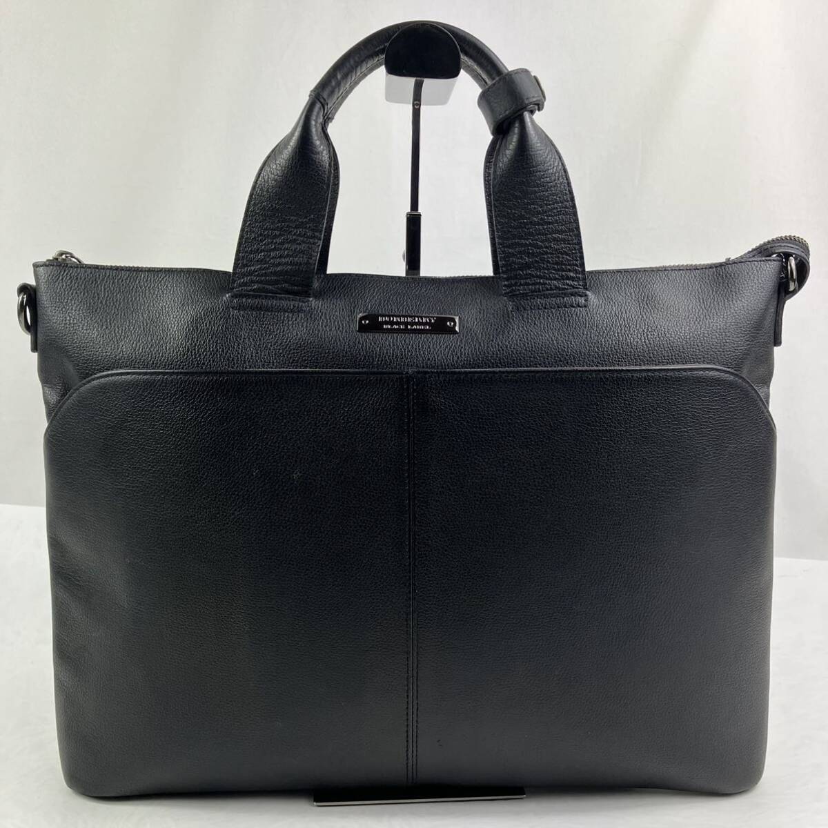 [ превосходный товар × обычная цена 30 десять тысяч иен ]BURBERRY BLACK LABEL Burberry Black Label портфель большая сумка сумка A4 натуральная кожа все кожа чёрный 
