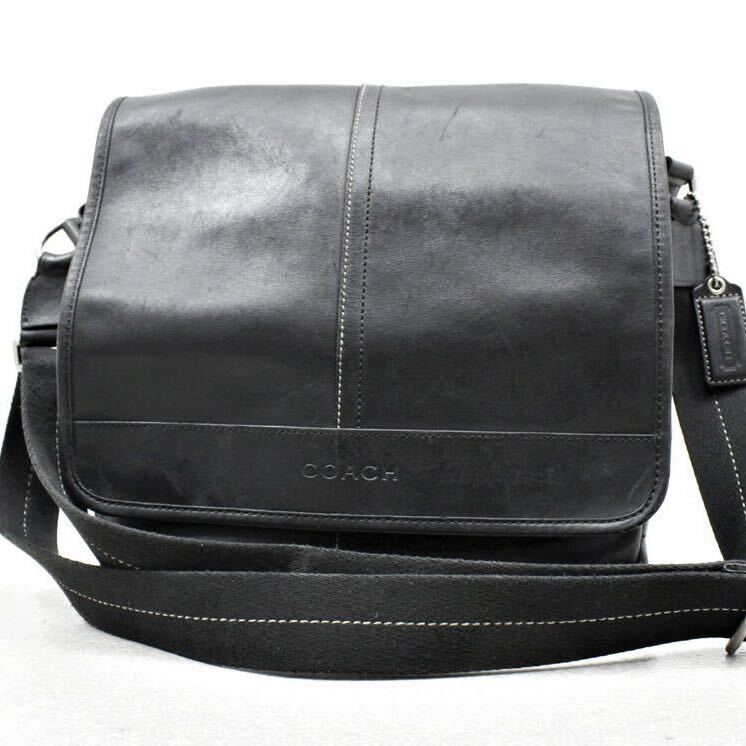 1円【極美品】参考価格￥108,000-COACH コーチ F70663 牛革 レキシントンレザー ショルダーバッグ クロスボディ マップバッグ ブラック 黒_画像2