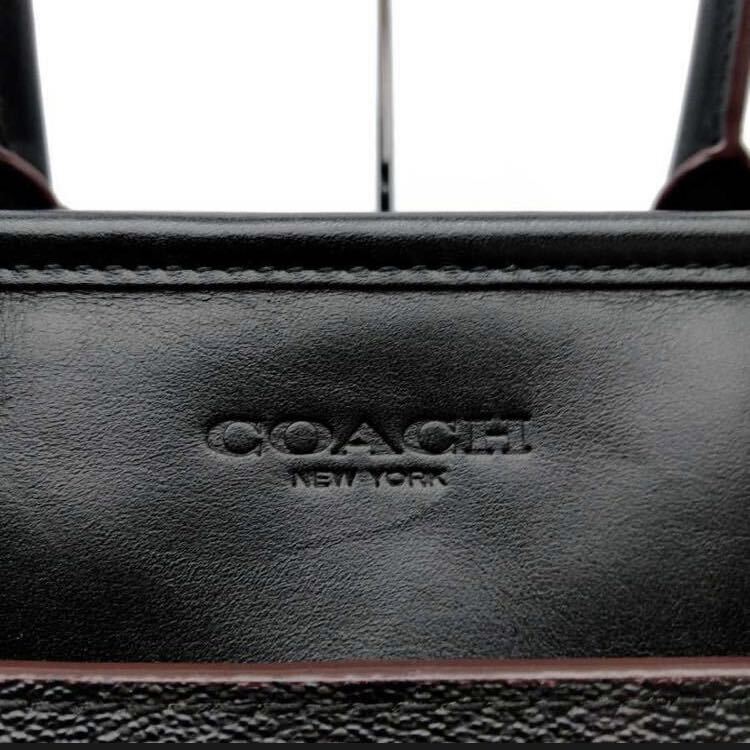 ●極美品●COACH コーチ●メンズ●F23211●ペリー●シグネチャー PVC カーフ レザー 本革●2way ビジネス トート バッグ●グレー 黒_画像4