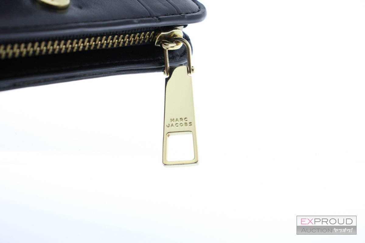良品★R95 MARC JACOBS マークジェイコブス 財布 ブラック レディース 小銭入れあり 折りたたみ財布 約9.5×11×3.5cm 正規品の画像8