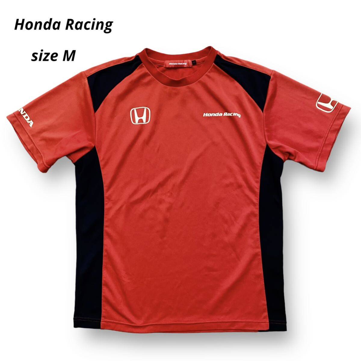 Honda Racing ホンダ レーシング 半袖 クルーネック Tシャツ ストレッチ プリント 赤 レッド トップス Tee サイズ Mの画像1