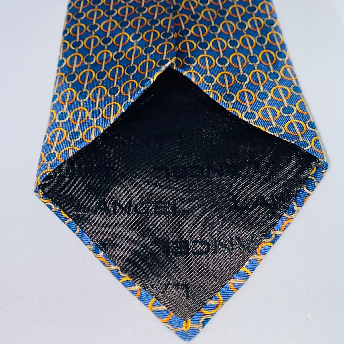 LANCEL ランセル　シルクネクタイ　高級　フランス製　絹100% 総柄　紫 ブランドネクタイ ネクタイ シルク
