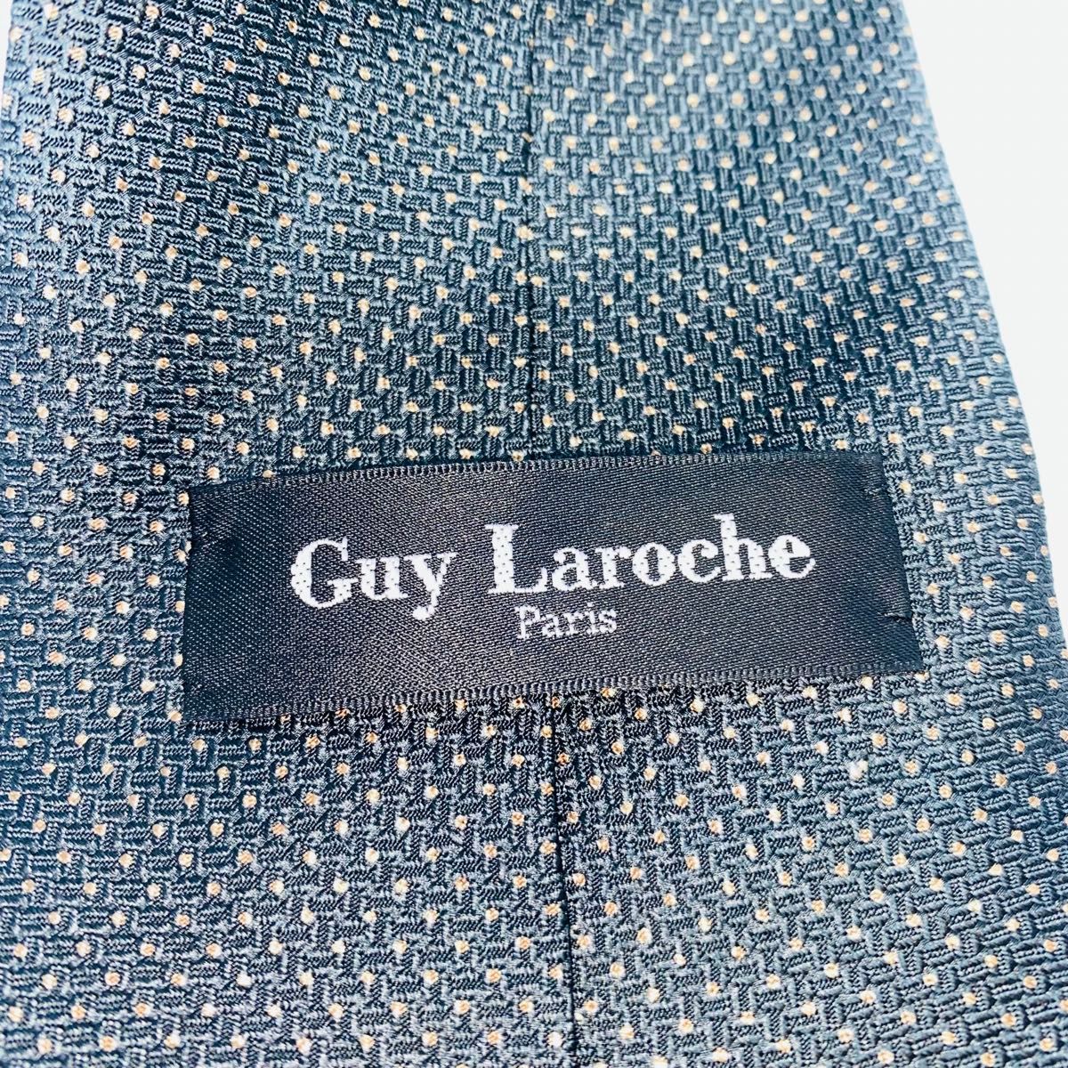 Guy Laroche ギラロッシュ　ドット柄ネクタイ　高級　PARIS 紺　黒 ネクタイ シルク ブランドネクタイ ビジネス