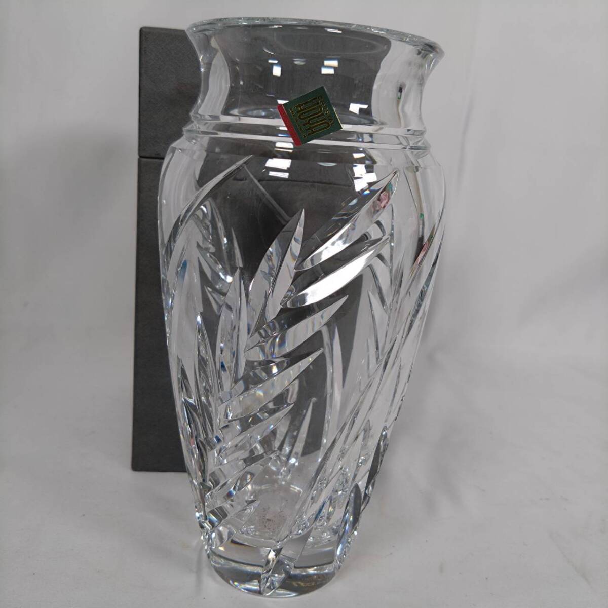 K) HOYA CRYSTAL ホヤクリスタル ガラス 花瓶 花器 フラワーベース インテリア 硝子 花入 置物 オブジェ D0804の画像9