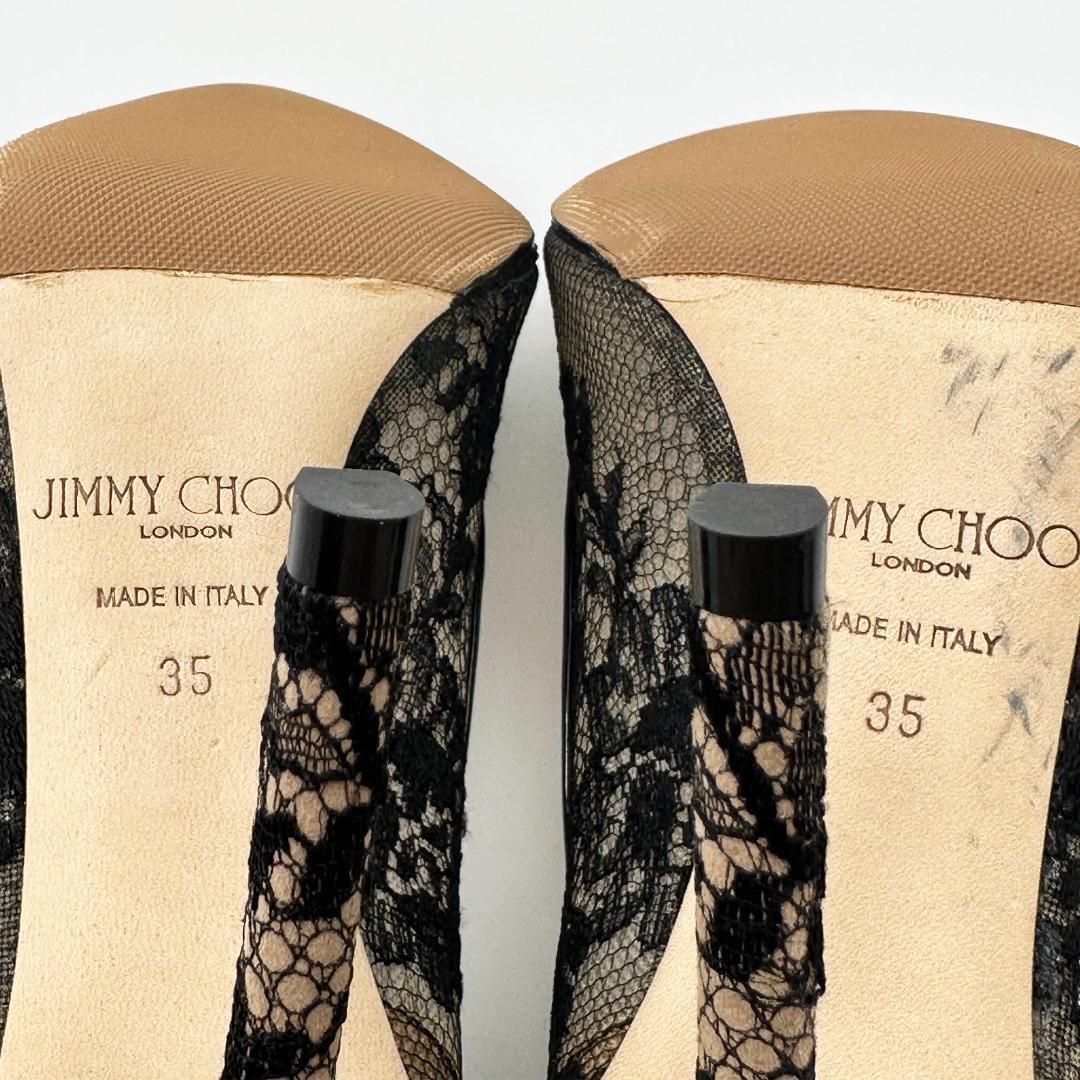 ☆極美品☆ジミーチュウ ハイヒール レース 花柄 ポインテッドトゥ 黒 ブラック JIMMY CHOO パンプス 花 模様 総柄 総レース ピンヒール_画像9