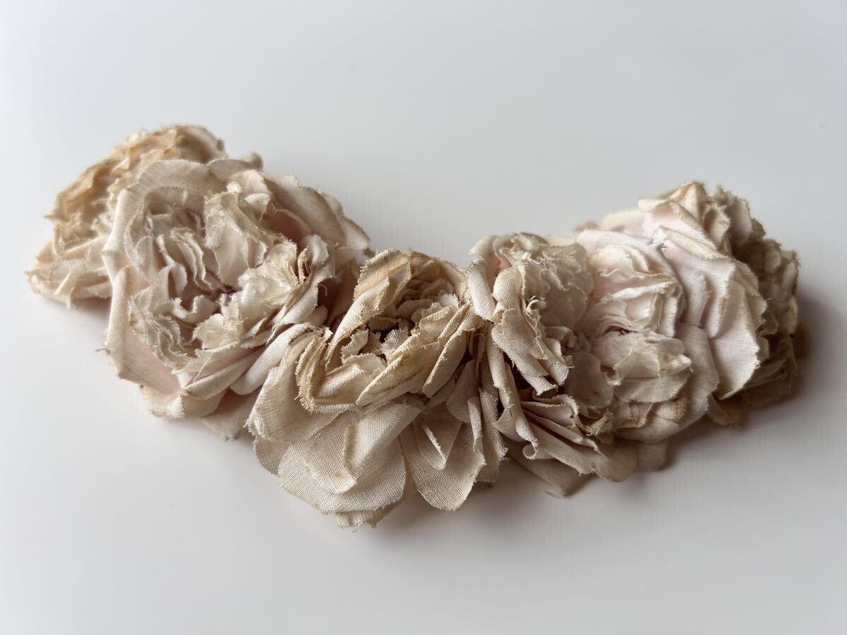 貴重 19世紀末 フランスアンティーク 薔薇の布花 ピンク / 少女 貴重 19世紀末 フランスアンティーク 薔薇の布花 ピンク / 少女