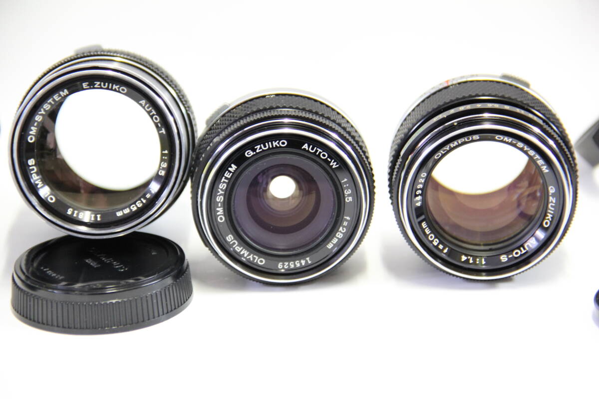 OLYMPUS オリンパス OM-1 ブラック  レンズ 50mm/f1.4 28mm/f3.5 135mm/f3.5 ジャンク品の画像4