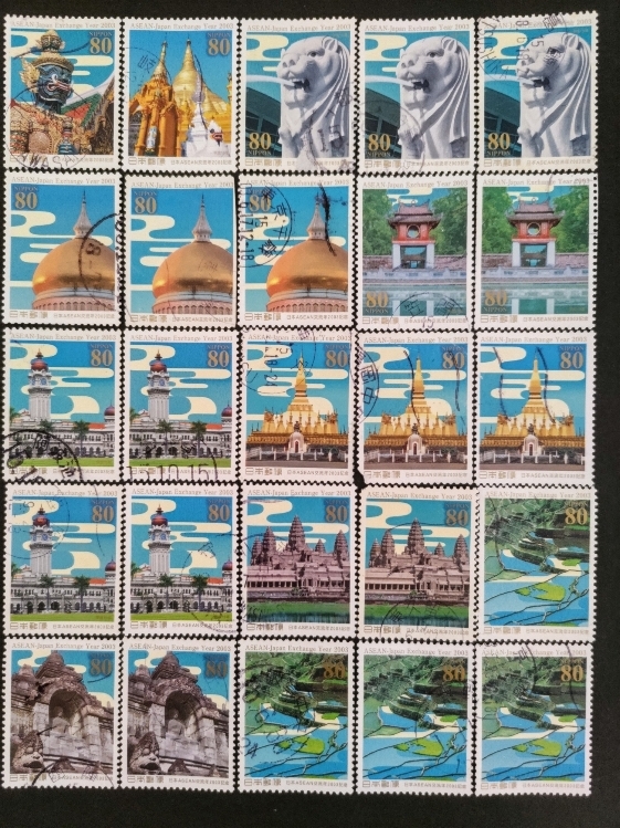 使用済み切手 「２００３日本ASEAN交流年」 １０種完 ２５枚の画像1