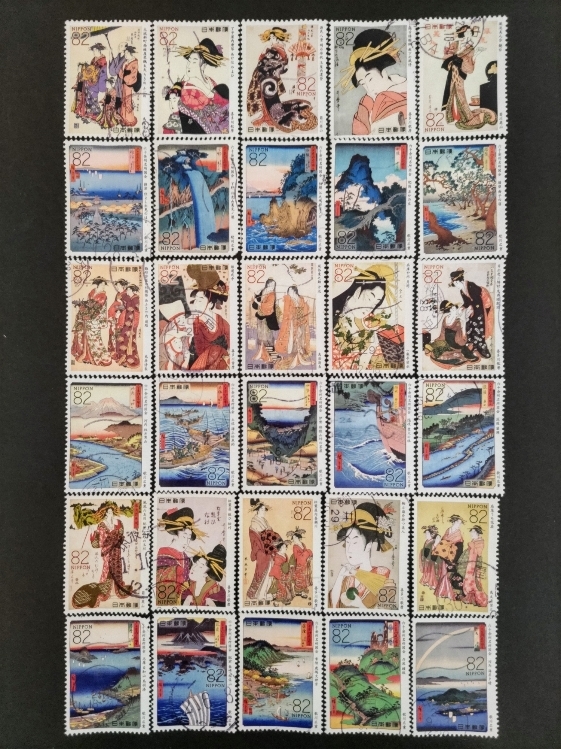 使用済み切手 「浮世絵 全６集」 ６０種完 ６０枚の画像2