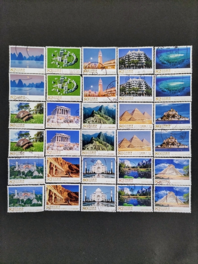 使用済み切手 「海外の世界遺産」 ２５種完×２ ５０枚の画像1