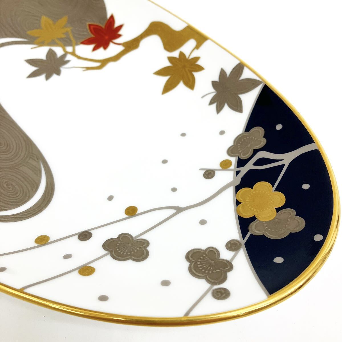Noritake ノリタケ あやみなも 41cm パーティートレー 楕円皿 夜桜金銀彩 AYAMINAMO alpひ0322の画像4
