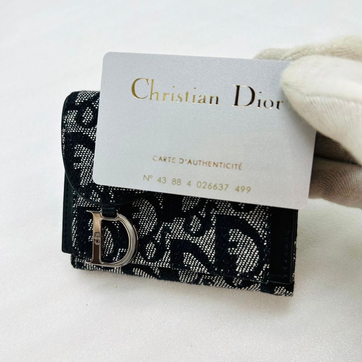 極美品 Christian Dior ディオール　折り財布 トロッター サドル　レザー　小銭入れ  コンパクト財布　三つ折り財布