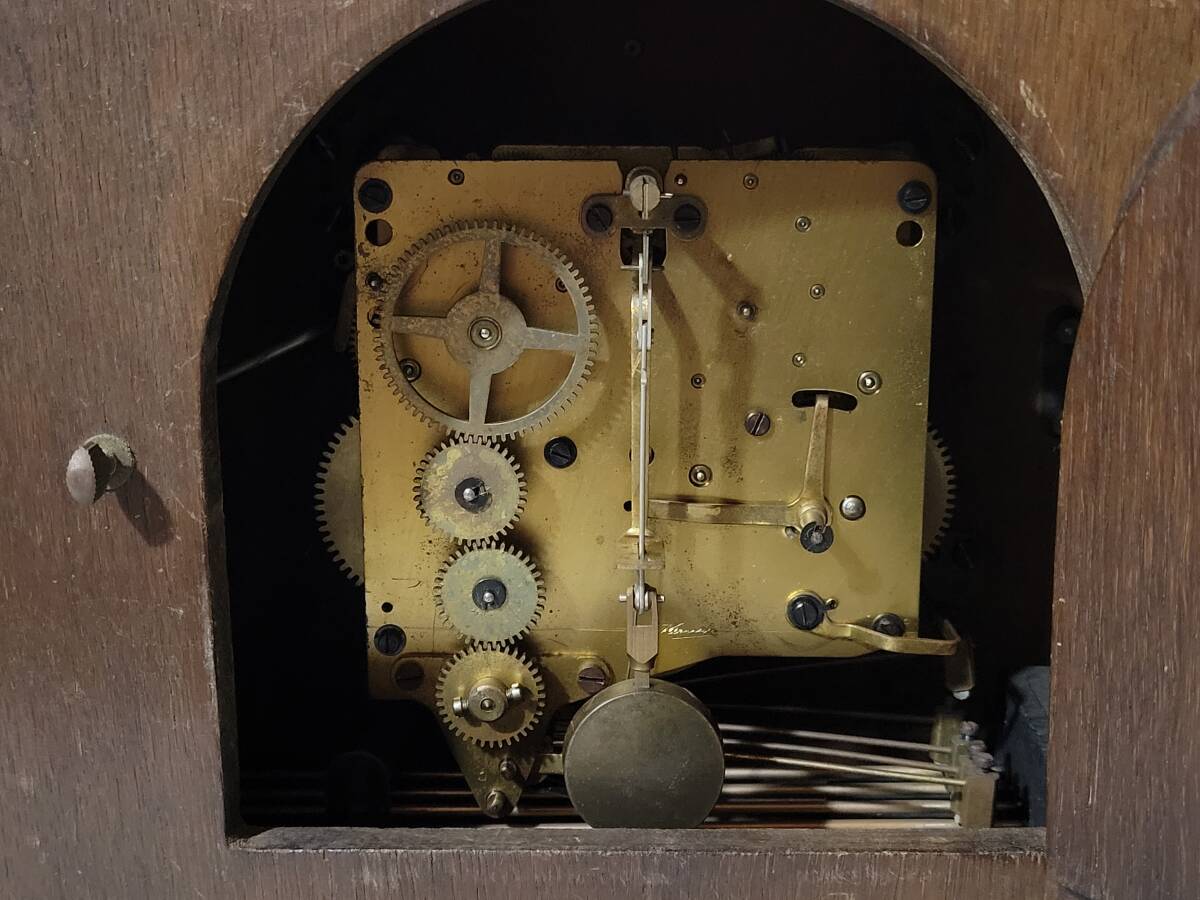 古美術柳 旧名家旧蔵品 KIENZLE キンツレ ゼンマイ式置時計 ドイツアンティーク 手巻き振り子の画像8