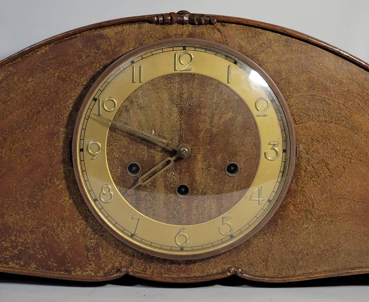 古美術柳 旧名家旧蔵品 KIENZLE キンツレ ゼンマイ式置時計 ドイツアンティーク 手巻き振り子の画像2
