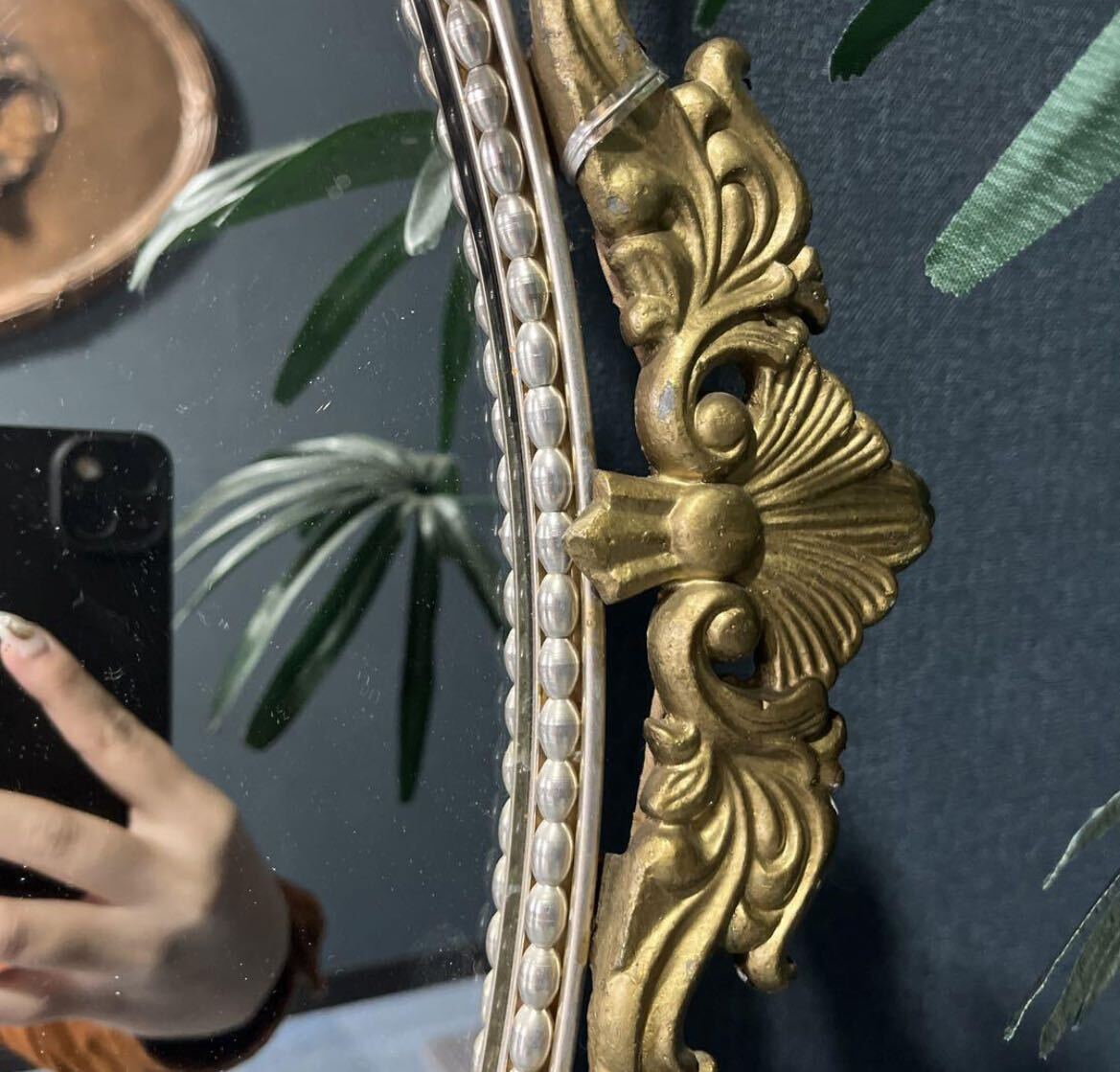 【ヴィンテージ】大型ウォールミラー 鏡 壁掛け ロココ調 大判 クラシック 高級 ゴールド アンティーク レトロ インテリア の画像5