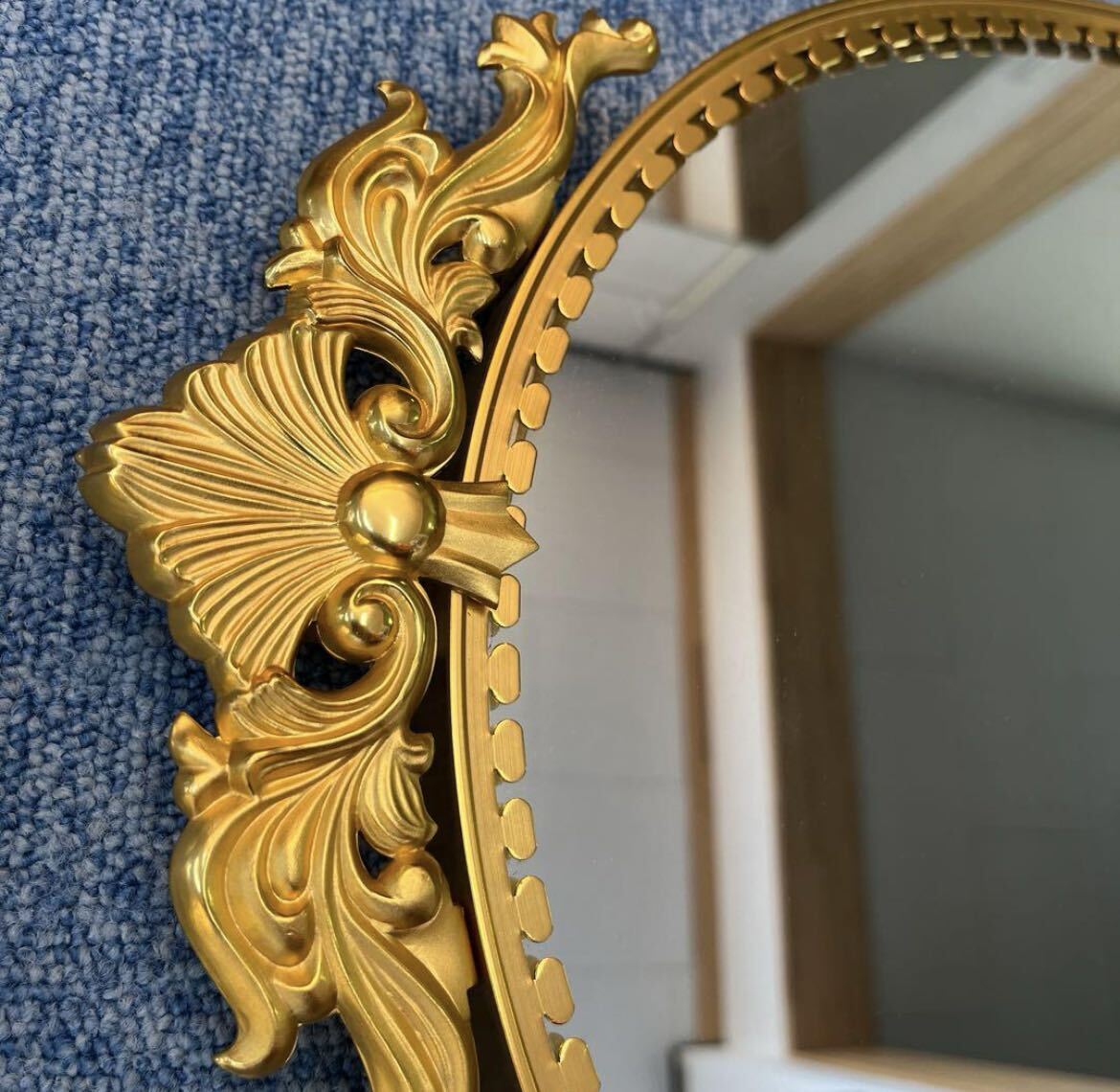 H65cm×W40cm ウォールミラー 鏡 壁掛け 大判 洋館 鏡 姿見 壁掛け式 カフェ アンティーク調 高級 ゴールドインテリア クラシック イタリアの画像5