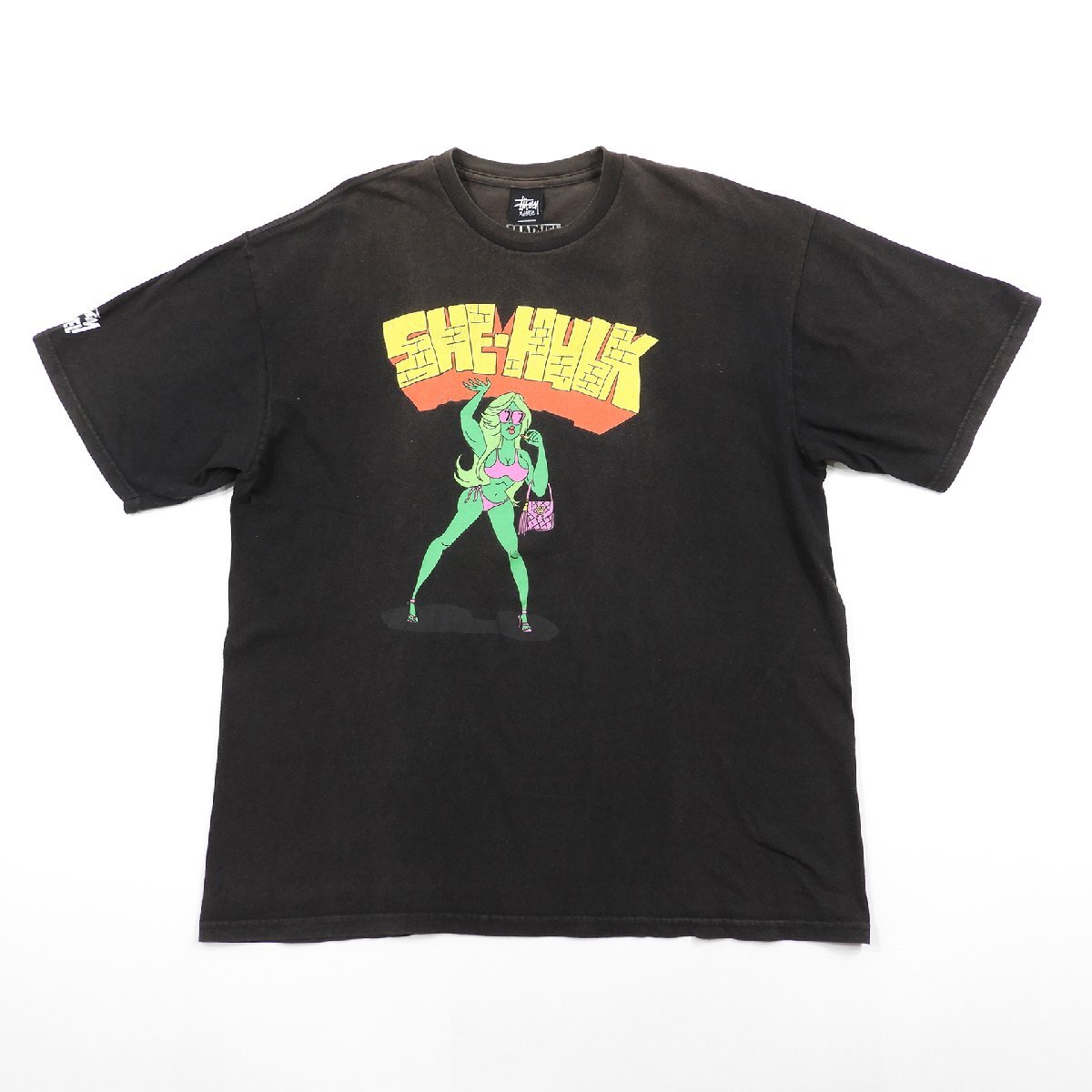 STUSSY ステューシー SHE-HULK Tシャツ ブラック Size XL #18344 送料360円 ストリート マーベル シーハルク アメカジ コラボ Teeの画像1