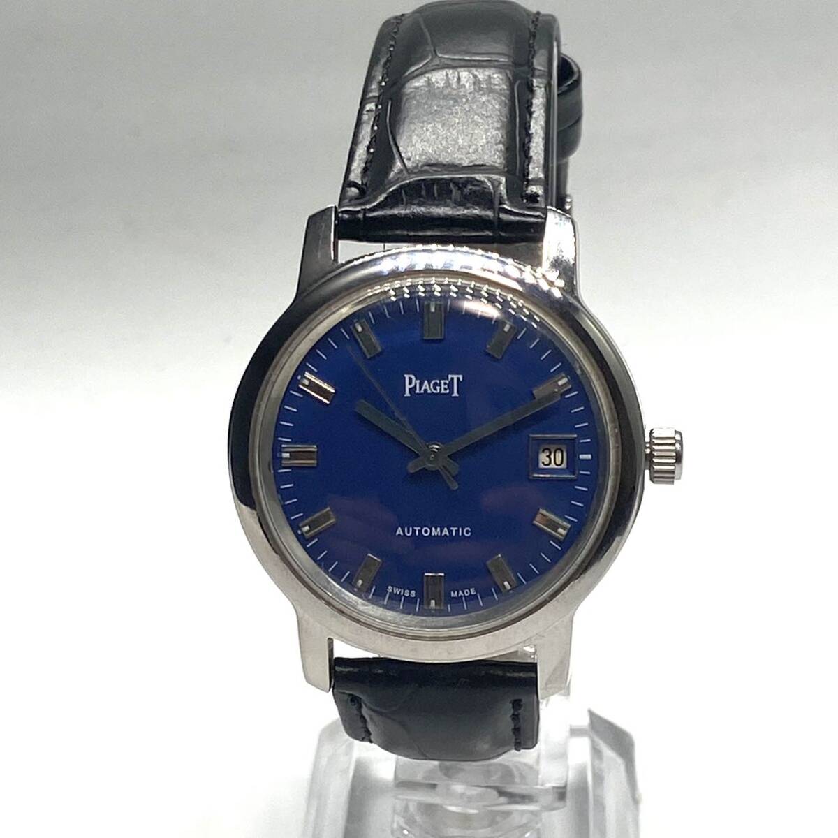 ★極美品! 動作良好! ピアジェ piaget 自動巻き 腕時計 アンティーク ビンテージ ウォッチ メンズ レザー ブラック 高級ブランド 即納 b4