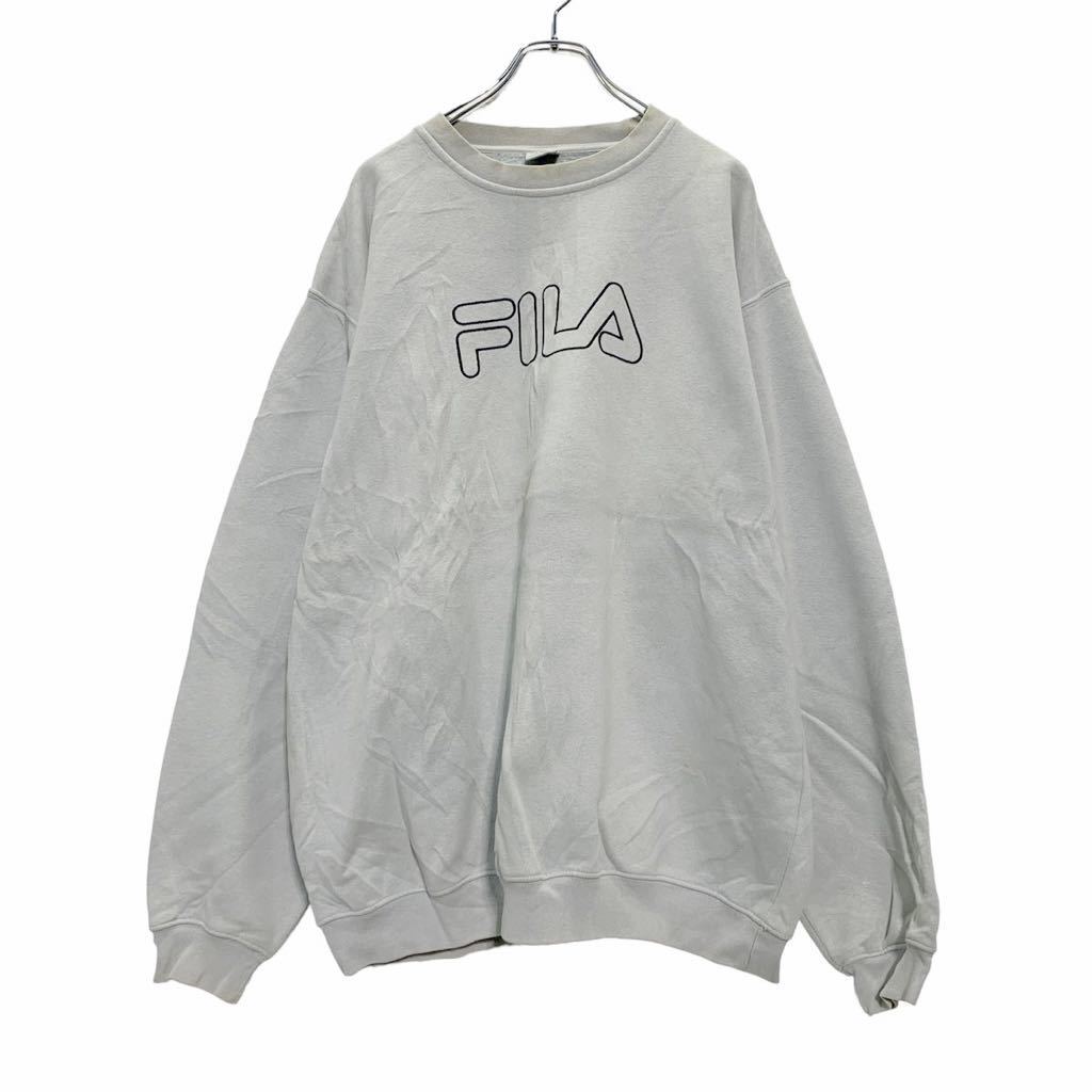 FILA ロゴ スウェット トレーナー XXL ライトブルー ブラック フィラ ビッグサイズ 裏起毛 古着卸 アメリカ仕入 a511-5178_画像1