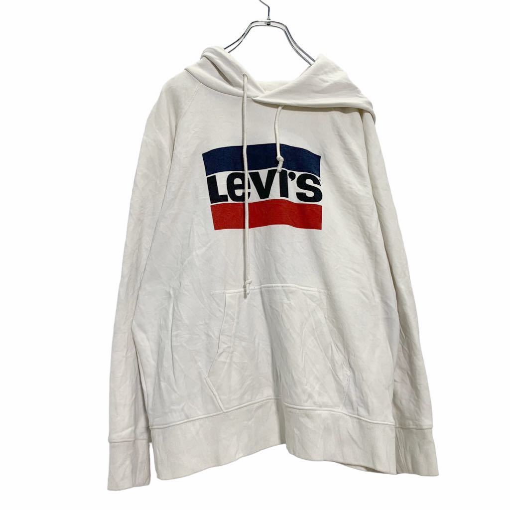 Levi's ロゴ スウェット パーカー L ホワイト ネイビー レッド リーバイス フーディー 古着卸 アメリカ仕入 a601-5907_画像1