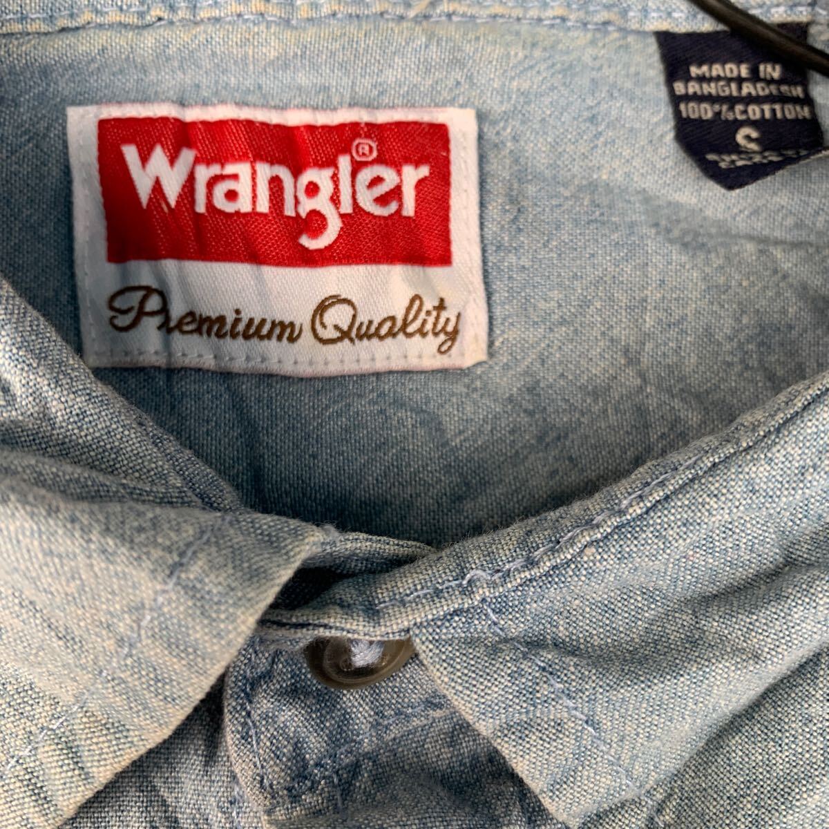 中古 古着 Wrangler 長袖 デニムシャツS ライトブルー ラングラー ダンガリーシャツ ダブルポケット 古着卸 アメリカ仕入 a604-5083_画像9