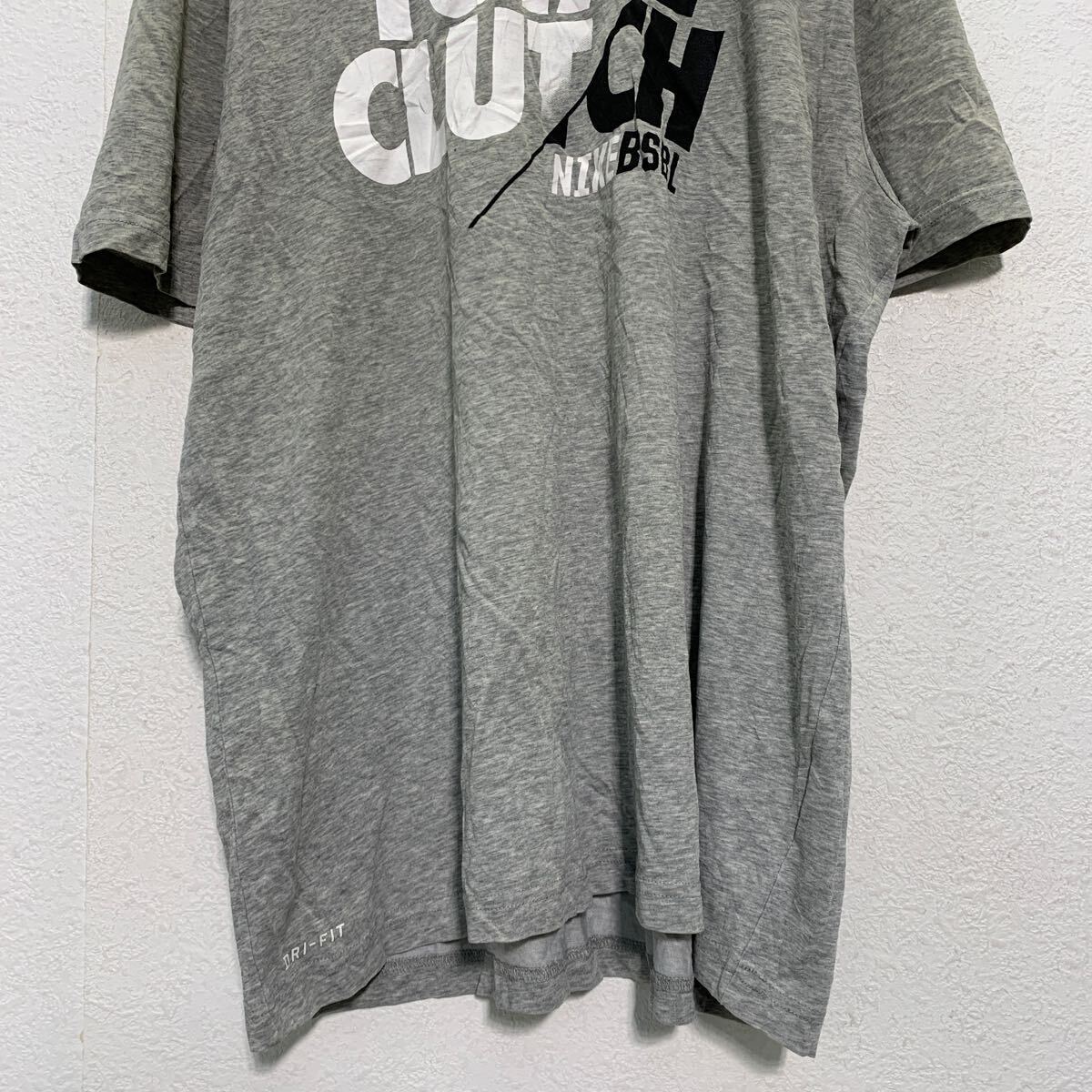 中古 古着 NIKE 半袖 プリントTシャツ XL グレー ナイキ ビッグサイズ クルーネック ドライフィット BSBL 古着卸 アメリカ仕入 a604-5239_画像3