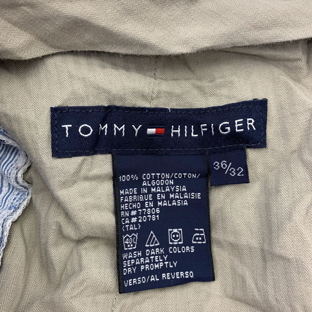 TOMMY HILFIGER チノパンツ W36 トミーヒルフィガー ブルー ビッグサイズ ストライプ コットン 古着卸 アメリカ仕入 2310-168_画像9