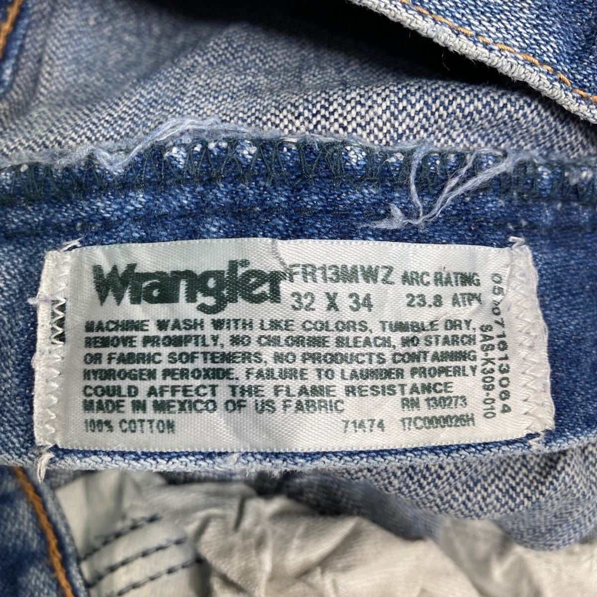 Wrangler カウボーイロングパンツ W32 ラングラー FR 13MWZ インディゴ ブルー コットン メキシコ製 古着卸 アメリカ仕入 2310-1054の画像9