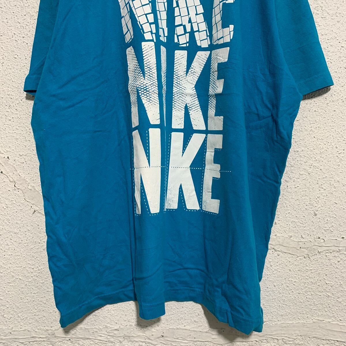 中古 NIKE 半袖 プリントTシャツ 2XL ターコイズブルー ナイキ ビッグサイズ Ｖネック 古着卸 アメリカ仕入 a604-5405_画像3