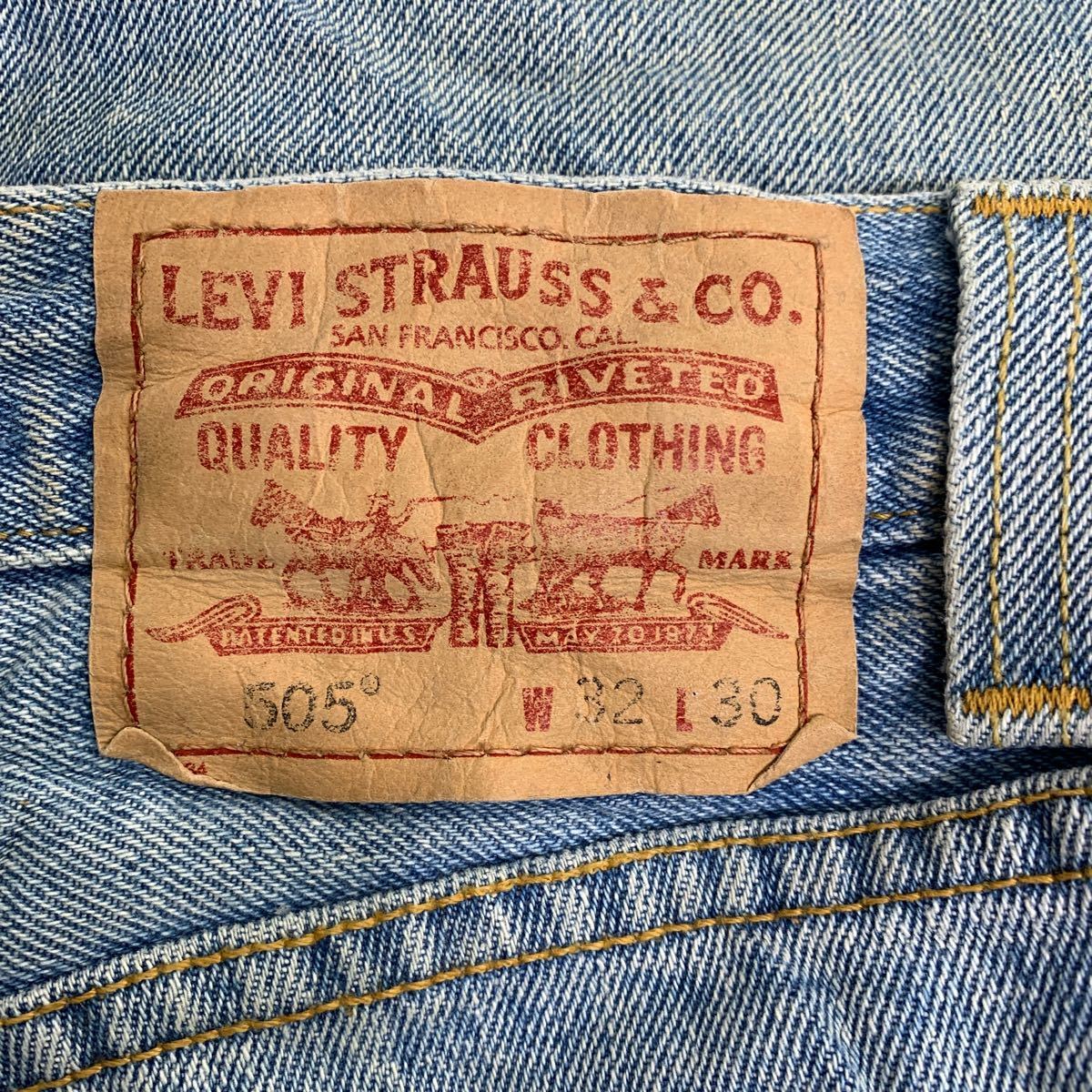 Levi's 505 デニムパンツ W32 リーバイス レギュラーフィット ライトブルー コットン メキシコ製 古着卸 アメリカ仕入 2401-443_画像9