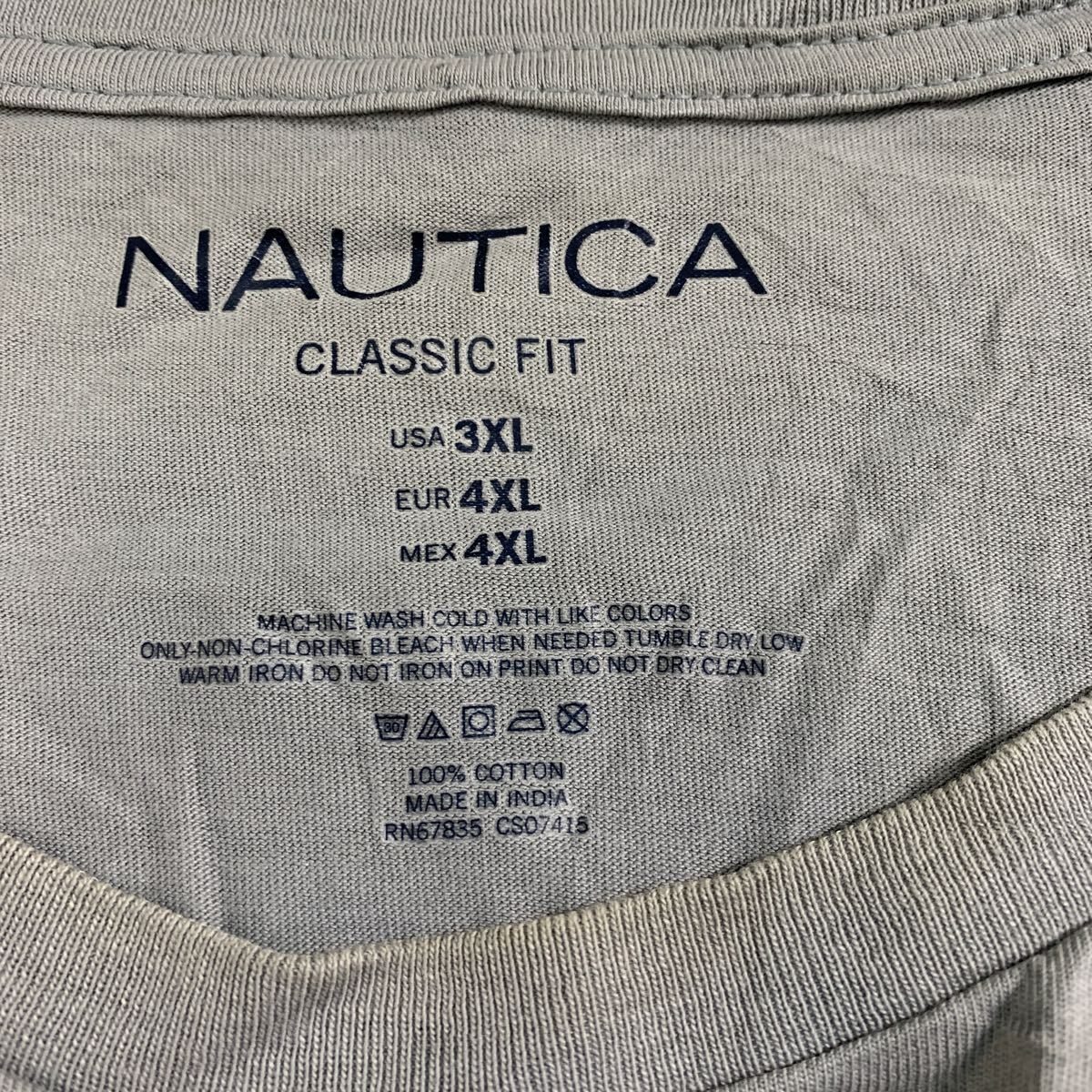 NAUTICA 半袖 ロゴTシャツ 3XL グレー ノーティカ ビッグサイズ クルーネック ワンポイント 古着卸 アメリカ仕入 a604-5410_画像9