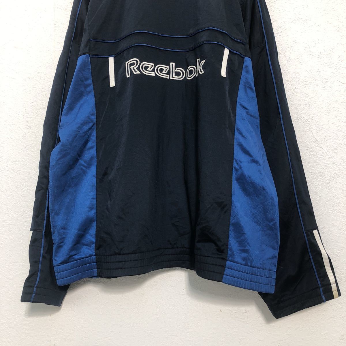 Reebok ジップアップ ロゴ スウェットトレーナー XS ネイビー ブルー リーボック 裏起毛 古着卸 アメリカ仕入 a510-5529_画像6