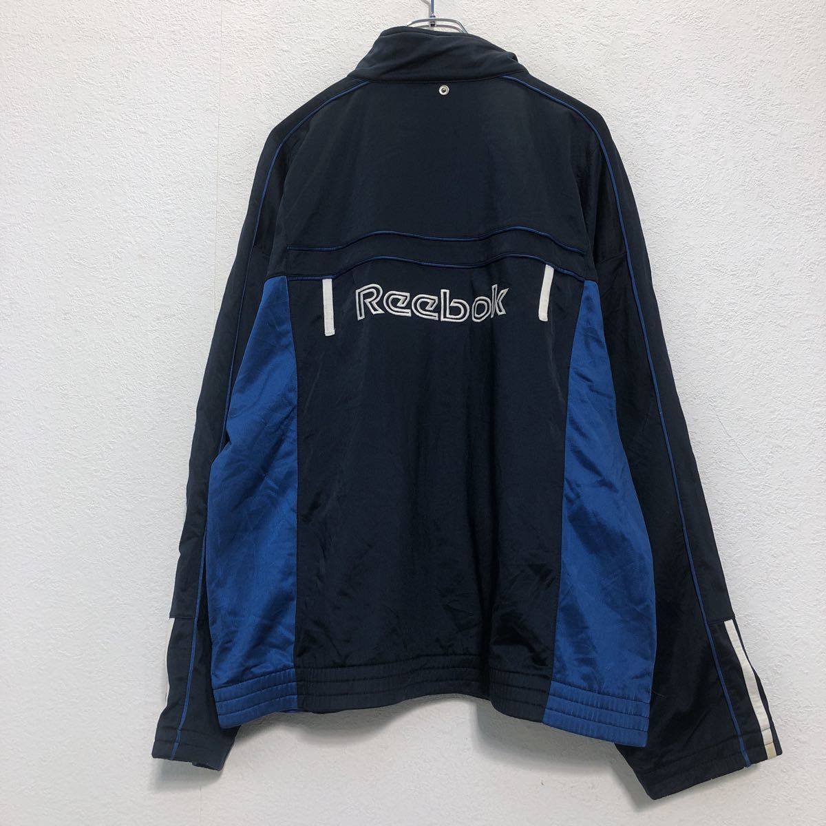 Reebok ジップアップ ロゴ スウェットトレーナー XS ネイビー ブルー リーボック 裏起毛 古着卸 アメリカ仕入 a510-5529_画像4