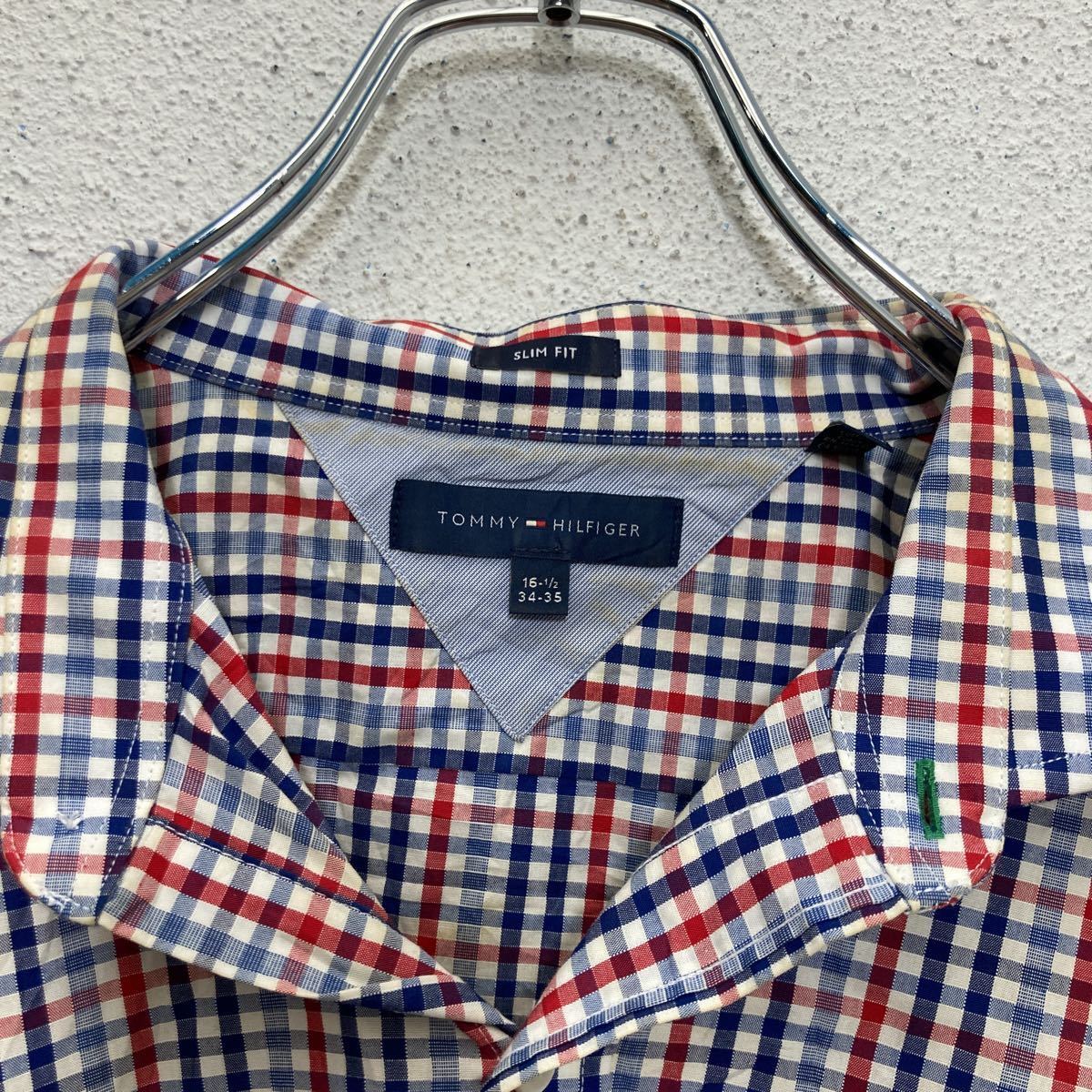 TOMMY HILFIGER 長袖 チェック柄 シャツ 16 1/2 レッド ネイビー トミーヒルフィガー 古着卸 アメリカ仕入 a510-5742_画像4