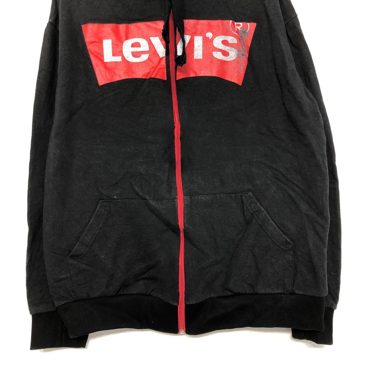 Levi's プリント スウェット パーカー XL ブラック レッド ホワイト リーバイス ジップアップ ロゴ 古着卸 アメリカ仕入 a510-6557_画像3