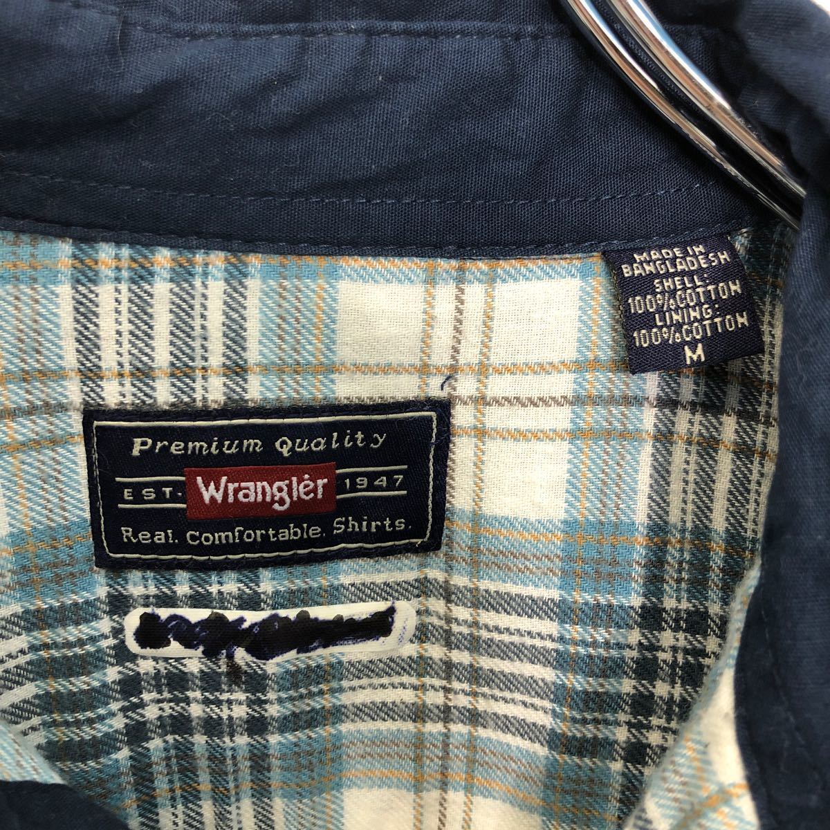 Wrangler シャツ ジャケット M ブルー ラングラー 裏地チェック CPO ストリート 古着卸 アメリカ仕入 a511-5251_画像8