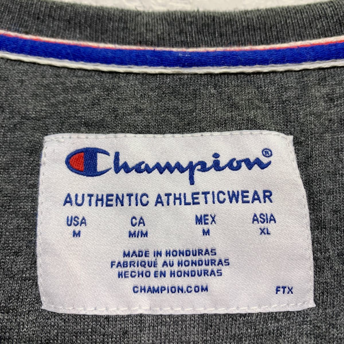 champion ロゴ スウェット トレーナー M グレー ブルー レッド チャンピオン 裏起毛 古着卸 アメリカ仕入 a511-5302_画像7