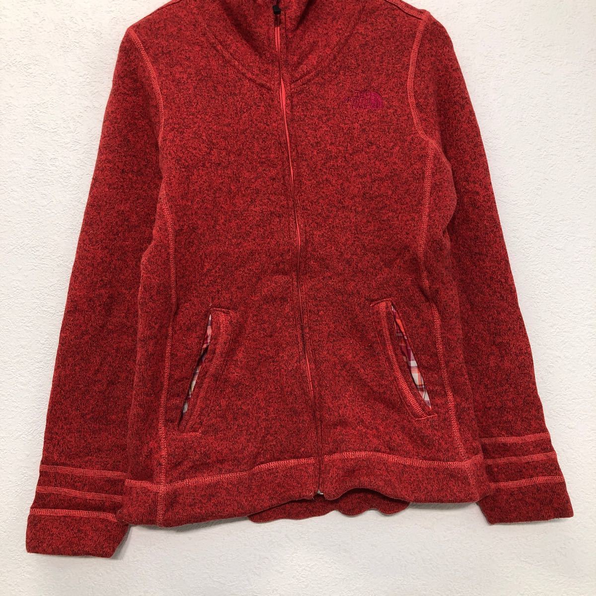 THE NORTH FACE ニット ジャケット レディース M レッド ノースフェイス 裏ボア 古着卸 アメリカ仕入 a511-5765_画像3