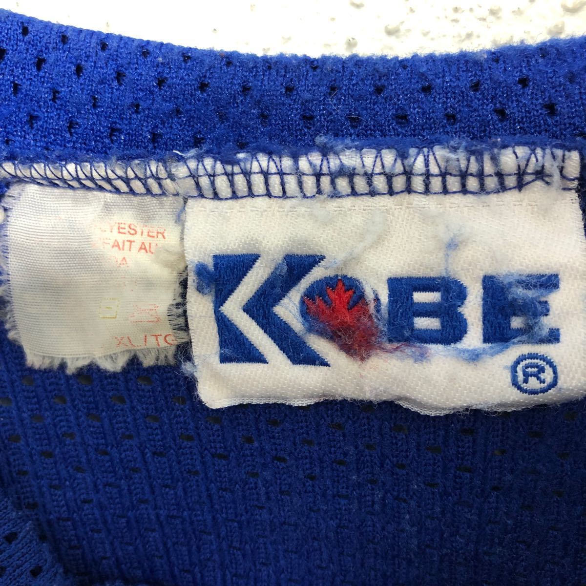 KOBE 長袖 プリント Tシャツ XL ブルー ホワイト コーベ メッシュ ゲームシャツ Vネック 背番号 1 ロンT 古着卸 アメリカ仕入 a512-5269_画像9