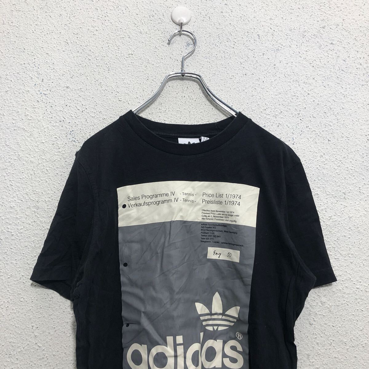 adidas 半袖 プリント Tシャツ M アディダス ブラック ホワイト ロゴ 古着卸 アメリカ仕入 a604-5699_画像2