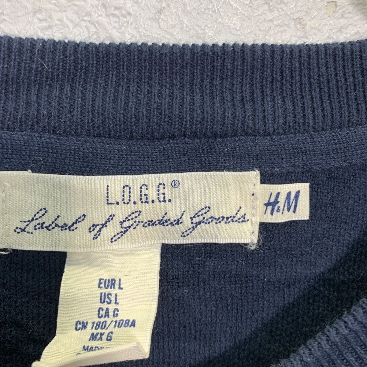 H&M セーター ニット L ホワイト ネイビー 古着卸 アメリカ仕入 a601-5250_画像7